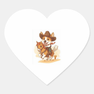 Cowboy Corgi � Western Rodeo Dog Herz-Aufkleber