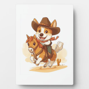 Cowboy Corgi � Western Rodeo Hund Fotoplatte