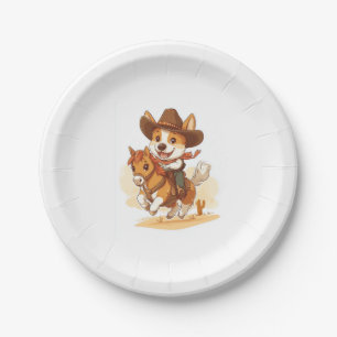 Cowboy Corgi � Western Rodeo Hund Pappteller