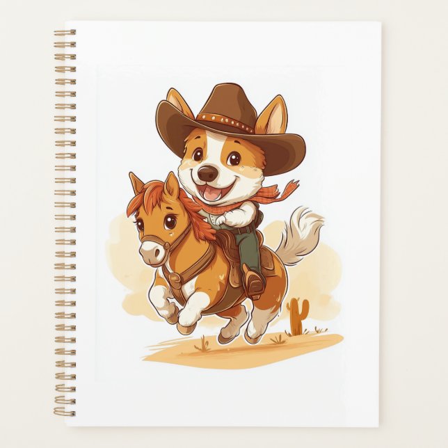 Cowboy Corgi � Western Rodeo Hund Planer (Vorderseite)
