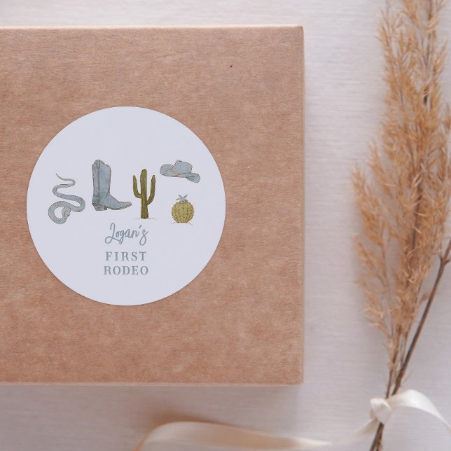 Cowboy Country 1. Geburtstag Gastgeschenk Runder Aufkleber (Von Creator hochgeladen)