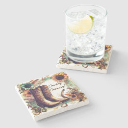 Cowboy Country Rustikaler Western Steinuntersetzer