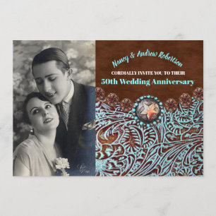 Cowboy Country Western 50. Hochzeitstag Einladung