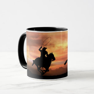 Cowboy Country Western Rodeo Roping Wildes Pferd Tasse