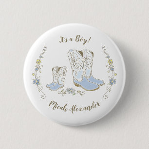 Cowboy Country Western Thema Blue Baby Dusche Button
