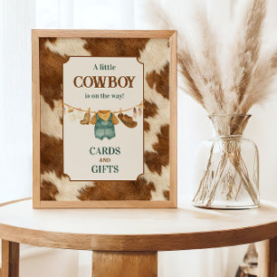 Cowboy Cow Western Wäscheleine Baby Shower Geschen Poster