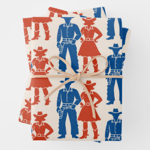 Cowboy & Cowgirl Americana Geschenkpapier Set