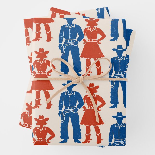 Cowboy & Cowgirl Americana Geschenkpapier Set (Beispiel)