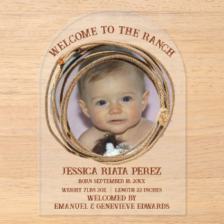 Cowboy/Cowgirl Baby Statistik Acryl Ankündigung