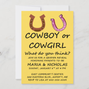 Cowboy Cowgirl Geschlecht Enthüllungsfeier Einladu Einladung