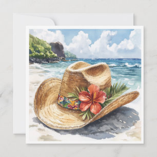 Cowboy Cowgirl Hat Tropical Beach Hawaiian Blank Feiertagskarte