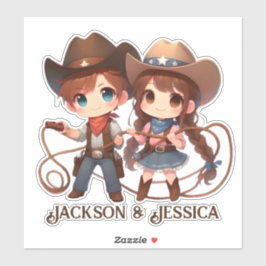 Cowboy & Cowgirl in Lasso Liebe geknackt Aufkleber