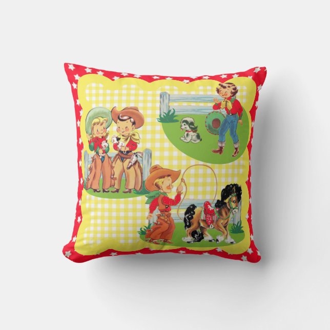 Cowboy Cowgirl Kids Western Babygeschenk Kissen (Vorderseite)