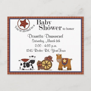 Cowboy/Cowgirl Kinderdusche Einladung