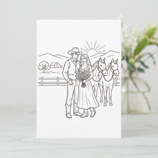 Cowboy & Cowgirl mit Blumen & Pferden