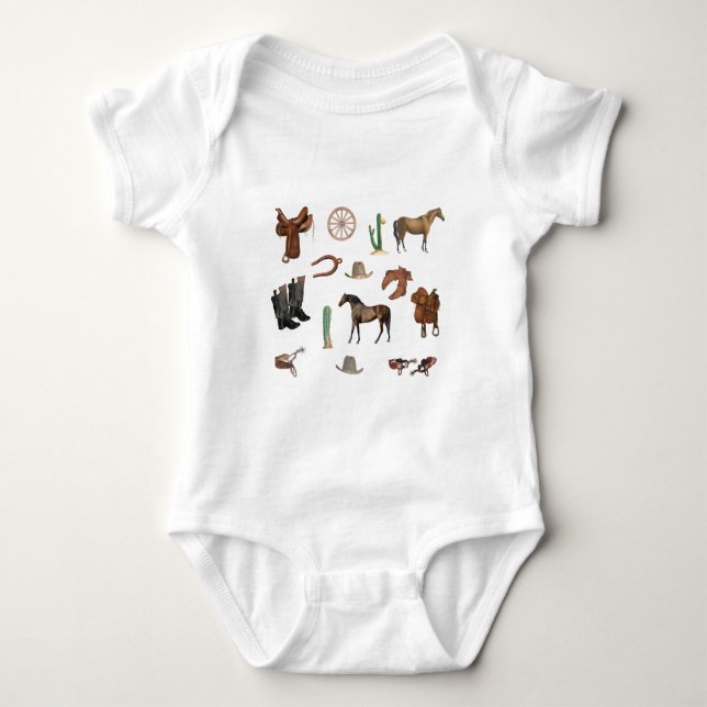 Cowboy Cowgirl Rodeo Country Pattern Baby Strampler (Vorderseite)