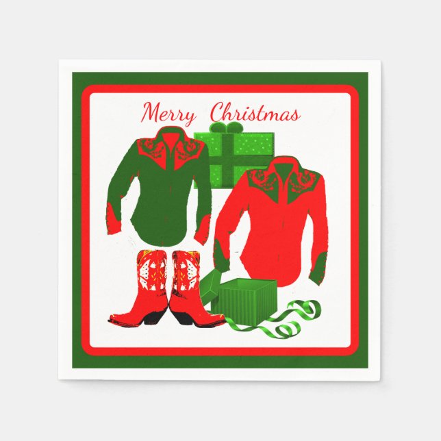 Cowboy Cowgirl Rodeo Western Shirts and Boots Serviette (Vorderseite)