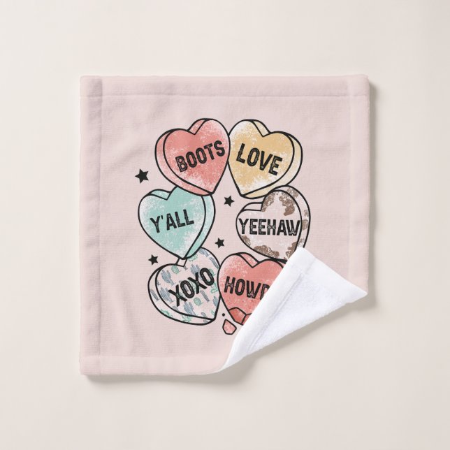 Cowboy Cowgirl Thema Herz Badhandtuch Set (Waschlappen)
