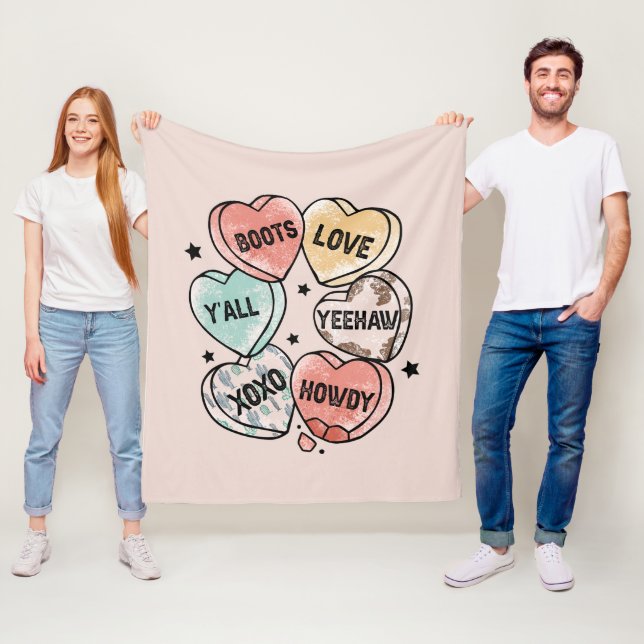 Cowboy Cowgirl Thema Herz Fleecedecke (Beispiel)
