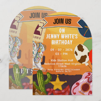 Cowboy Cowgirl Themed  Einladung