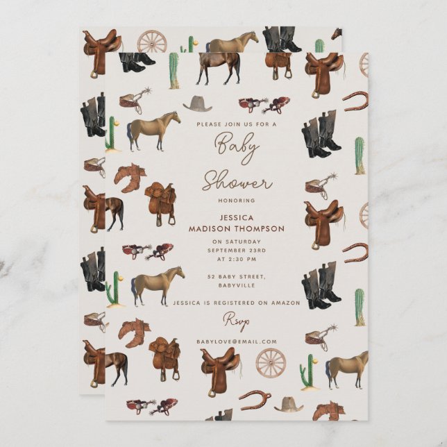 Cowboy Cowgirl Western Rodeo Country Baby Dusche Einladung