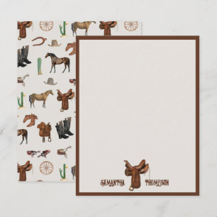 Cowboy Cowgirl Western Rodeo Country Name Mitteilungskarte