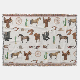 Cowboy Cowgirl Western Rodeo Country Pattern Decke