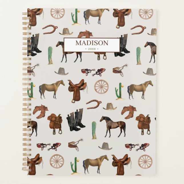 Cowboy Cowgirl Western Rodeo Country Pattern Planer (Vorderseite)