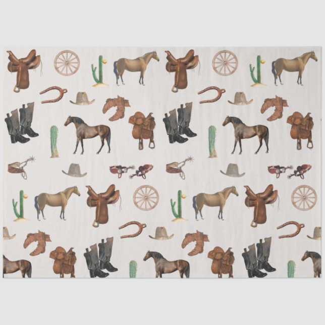 Cowboy Cowgirl Western Rodeo Country Pattern Seidenpapier (Vorderseite)
