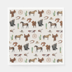 Cowboy Cowgirl Western Rodeo Country Pattern Serviette