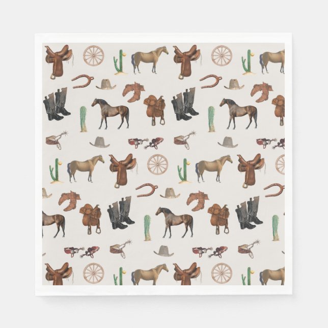 Cowboy Cowgirl Western Rodeo Country Pattern Serviette (Vorderseite)