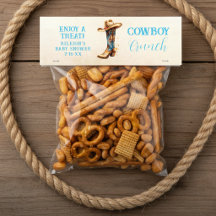 Cowboy Crunch Farm Blue Baby Shower Favor Lebensmi
