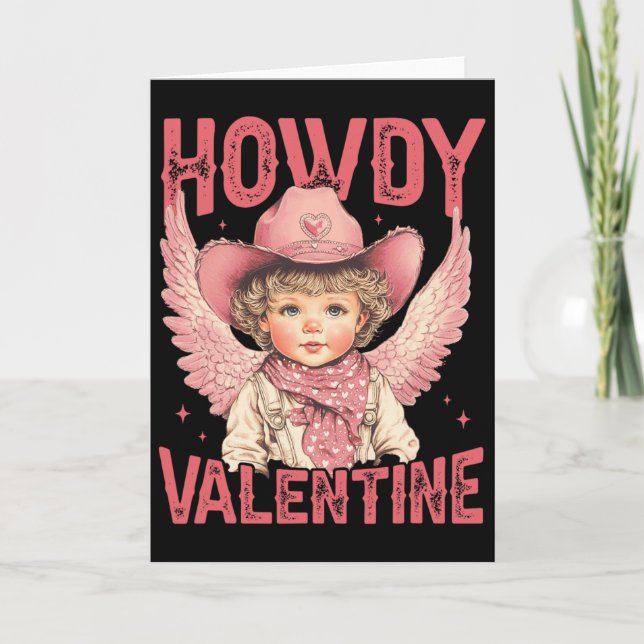 Cowboy Cupid Tight Hearts Love Western Howdy Valen Karte (Vorderseite)