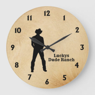 Cowboy Custom Text Große Wanduhr