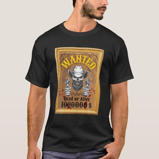 Cowboy Cut Gewollt Männer Skull Western Design T-Shirt (Vorderseite)