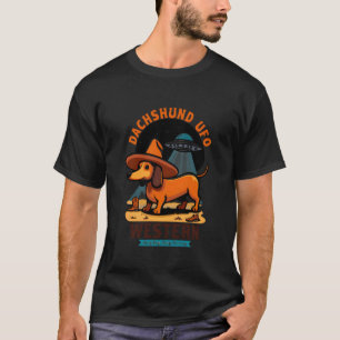 Cowboy-Dachshund-UFO-Lustiger Western-Alien-Hund T-Shirt