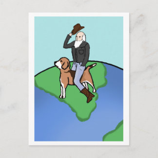 Cowboy Darwin über "Der Beagle" Postkarte