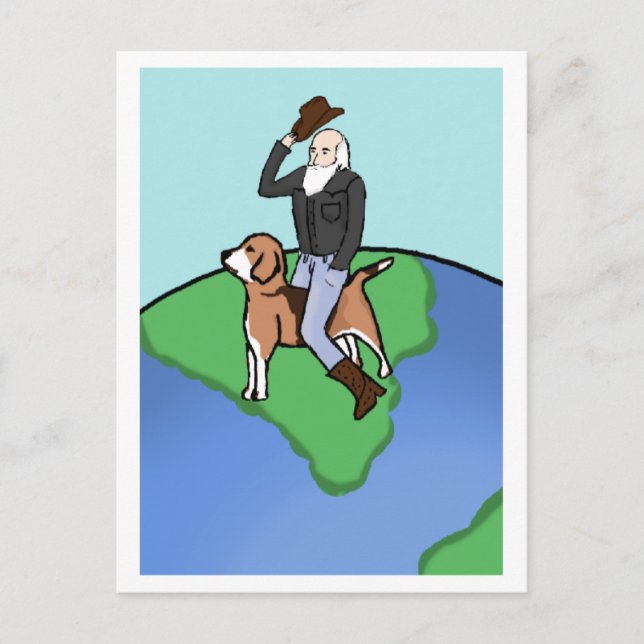 Cowboy Darwin über "Der Beagle" Postkarte (Vorderseite)