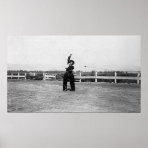 Cowboy, der seine Lasso-Fähigkeiten übt Poster