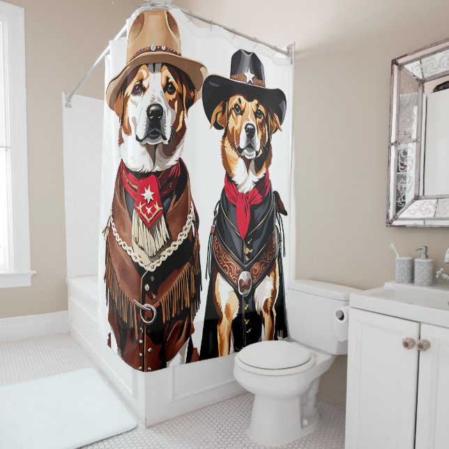 Cowboy Dogs Duschvorhang (Beispiel)