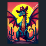 Cowboy Dragon Showdown - Funny Pop Art Fantasy Poster<br><div class="desc">Dieses Poster erzählt die Geschichte von Sheriff Sparky, einem erbitterten Drachen mit einer komischen Seite. Der winzige, sternverzierte Cowboy-Hut auf seinem massiven Kopf ist der Schlüssel - es ist das urkomisch kleine Detail, das ein mythisches Tier in den Gesetzgeber eines fantastischen Wilden Westens verwandelt. Die Kunst ist besonders, weil sie...</div>