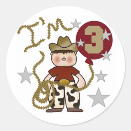 Cowboy Dritter Geburtstag T - Shirt und Geschenke Runder Aufkleber