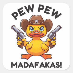 Cowboy Duck Sheriff Quadratischer Aufkleber