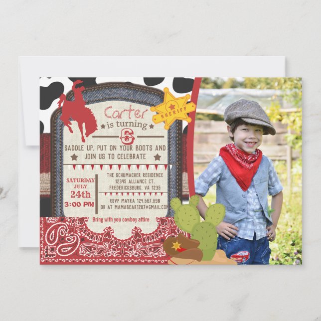 Cowboy-Einladung_custom-Foto Einladung (Vorderseite)