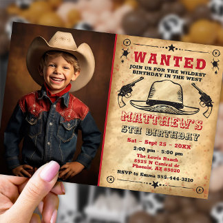 Cowboy Einladung mit Foto, Western Geburtstag