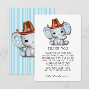 Cowboy Elephant Baby Dusche Danke Karten