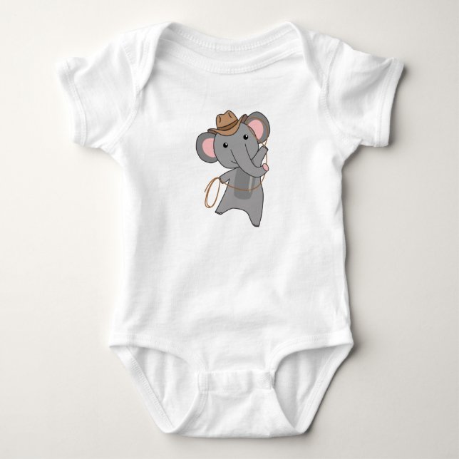 Cowboy Elephant Elephant Safari Lasso Western Baby Strampler (Vorderseite)