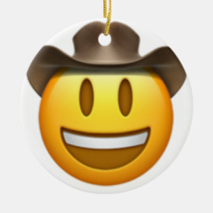 Cowboy-Emoji-Gesicht Keramikornament