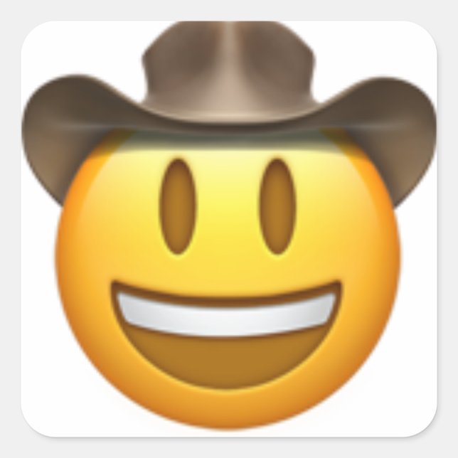 Cowboy-Emoji-Gesicht Quadratischer Aufkleber (Vorderseite)