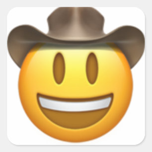 Cowboy-Emoji-Gesicht Quadratischer Aufkleber